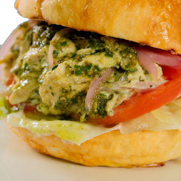 Hamburguesa pollastre pesto